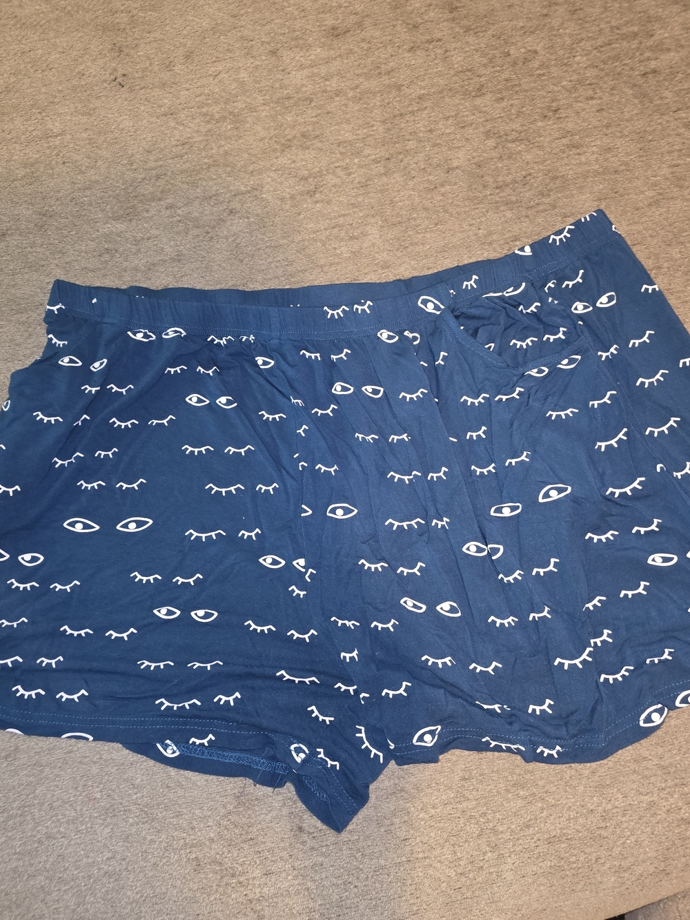 Blue Eye-Print Women's Pajama Shorts 2XL